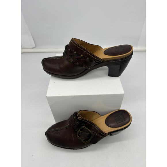 Frye Women's Brown Terri Woven Leather Gore Round Toe Mules Shoes Size 8M - Picture 5 of 9